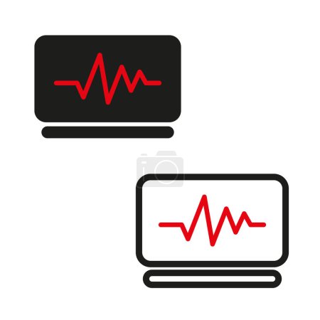 Ilustración de Monitor de ordenador minimalista con icono de pulso cardíaco EPS 10 - Imagen libre de derechos