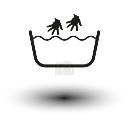 Handwäsche-Symbol mit Wasserbecken-Symbol. EPS 10.