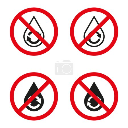 No water recycling icons. Non-potable water restriction. Vector symbols. EPS 10.