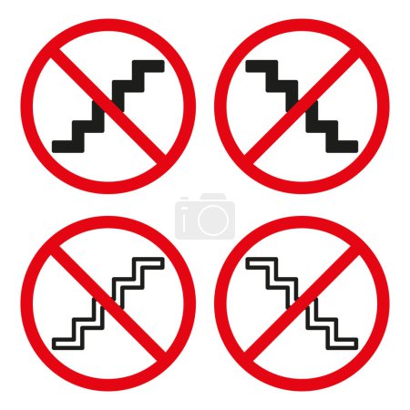 Keine Treppenzugangssymbole. Treppe verboten Vector Symbole. EPS 10.