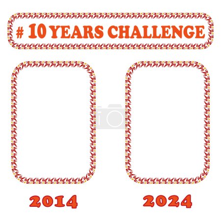 10 Years Challenge Photo Frame Template with Decorative Border. EPS 10.