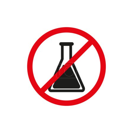 Ningún símbolo de trabajo de laboratorio. Prueba química señal prohibida. Icono de restricción de investigación. Seguridad en la ciencia Gráfico vectorial. EPS 10.