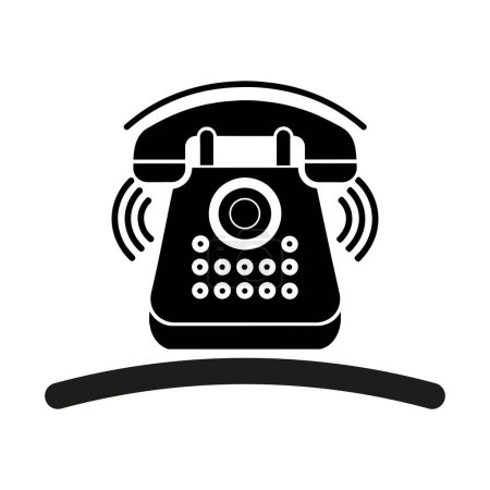 Retro telephone icon. Ringtone vibration. Black silhouette. Vector illustration. EPS 10.