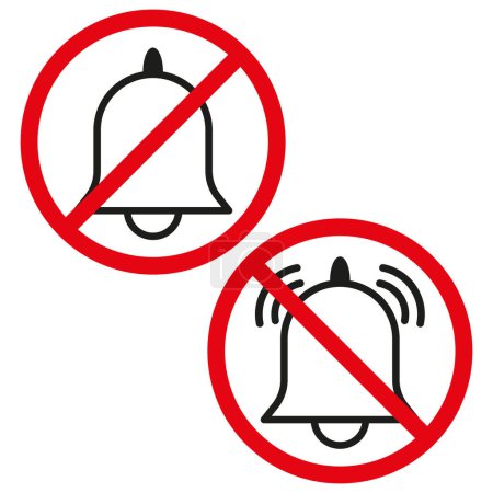 Silent mode icons. No bell ringing symbols. Sound off and mute notifications concept. Vector illustration. EPS 10. Stock image.