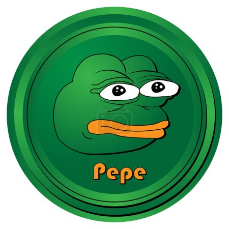 Illustration for Pepe coin crypto currency green gradient  colour - Royalty Free Image