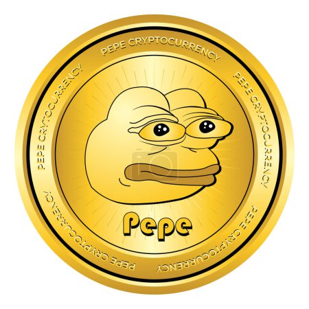 Téléchargez les illustrations : 3D pièce d'or pepe crypto icône de la monnaie I Memecoin crypto-monnaie - en licence libre de droit