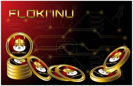 floki inu coin crypto currency trading market illustration