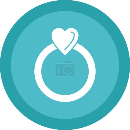 Ilustración de Icono de anillo con gema en forma de corazón, ilustración vectorial - Imagen libre de derechos