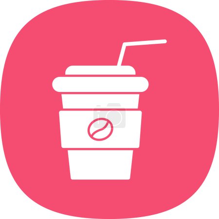 Illustration for Paper coffee cup with drinking straw. Cafe logo. Vector. - Royalty Free Image