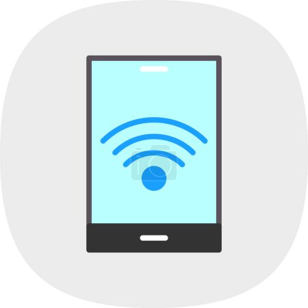 Téléchargez les illustrations : Tablette pc avec symbole wifi, illustration vectorielle, icône sans fil - en licence libre de droit