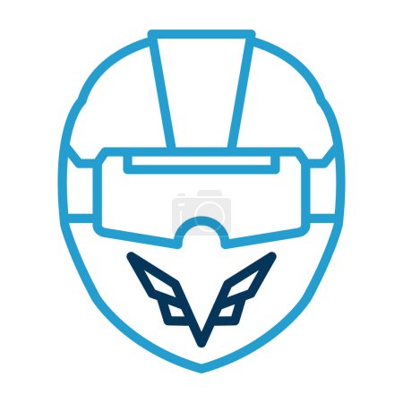 Téléchargez les illustrations : VR Racing Helmet icône vectoriel illustration - en licence libre de droit