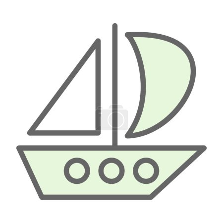 Téléchargez les illustrations : Icône de voilier. schéma illustration du bateau à voile icône vectorielle pour le web - en licence libre de droit