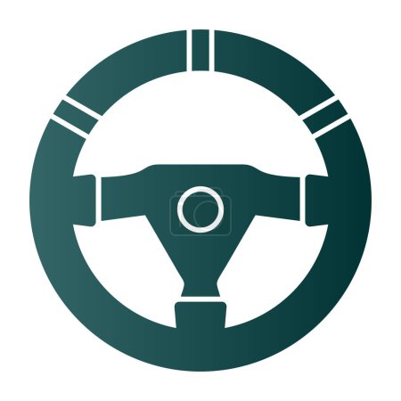 Téléchargez les illustrations : Volant de voiture icône plate, vectoriel illustré - en licence libre de droit