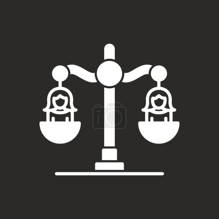 Téléchargez les illustrations : Balance balance avec deux personnes sur elle icône de ligne, illustration vectorielle - en licence libre de droit