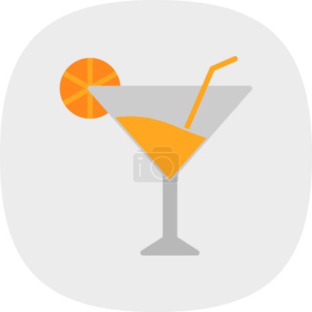 Téléchargez les illustrations : Cocktail icône ou signe avec du citron et de la paille à boire. Illustration vectorielle. - en licence libre de droit