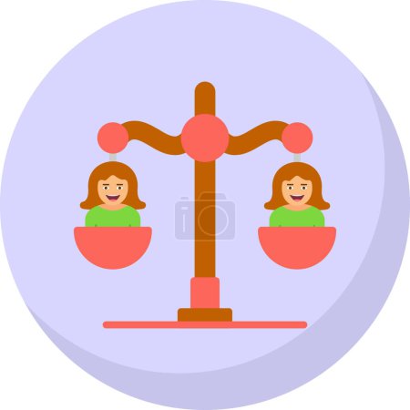 Ilustración de Balanza escala con dos personas en él icono de línea, ilustración de vectores - Imagen libre de derechos
