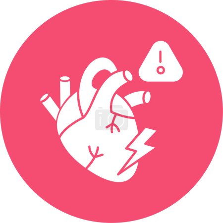 Illustration for Heart attack with organ icon. outline heart  design - Royalty Free Image