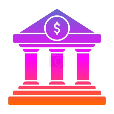 Téléchargez les illustrations : Bâtiment bancaire icône vectorielle. style est symbole plat - en licence libre de droit
