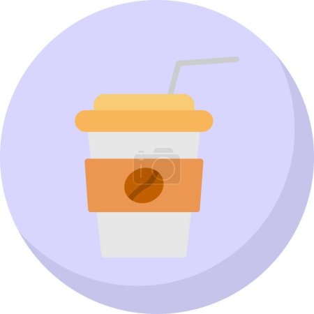 Téléchargez les illustrations : Tasse à café en papier avec paille à boire. Logo Café. Vecteur. - en licence libre de droit
