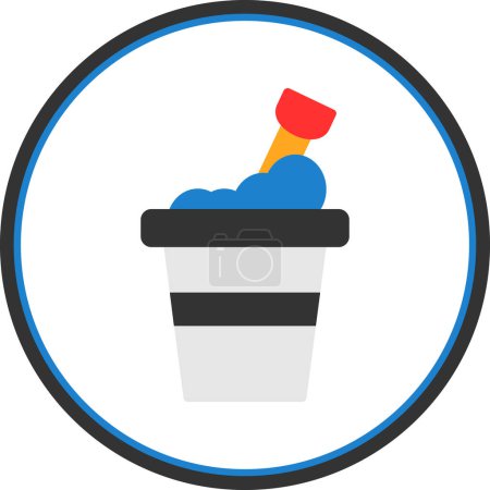 Illustration for Sand bucket with shovel web icon, simple vector illustration - Royalty Free Image