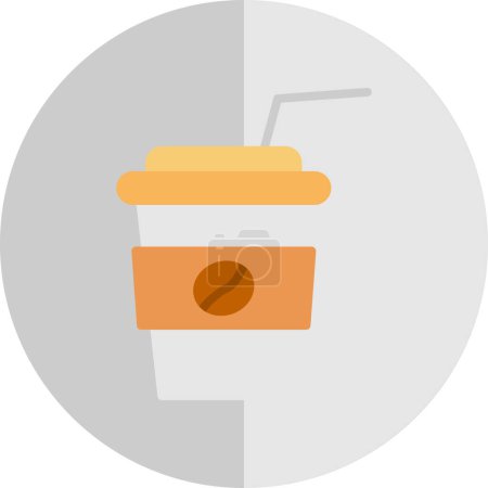Ilustración de Taza de café de papel con paja para beber. Logo del café. Vector. - Imagen libre de derechos