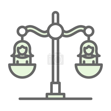 Ilustración de Balanza escala con dos personas en él icono de línea, ilustración de vectores - Imagen libre de derechos