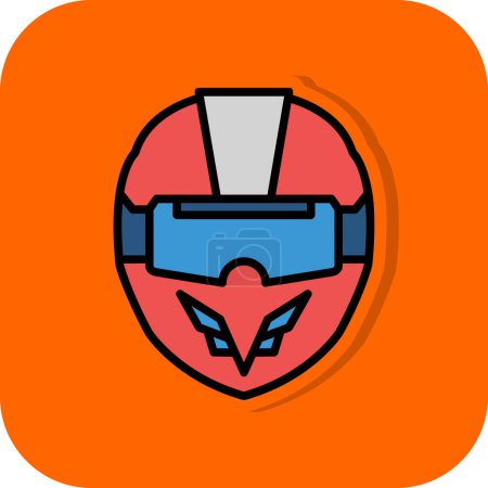 Téléchargez les illustrations : VR Racing Helmet icône vectoriel illustration - en licence libre de droit