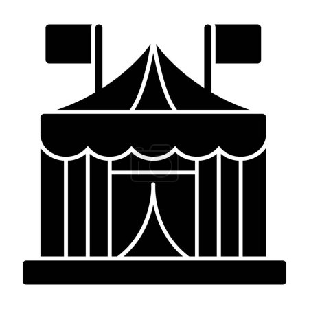 Téléchargez les illustrations : Icône de tente de cirque illustration de conception simple isolé - en licence libre de droit