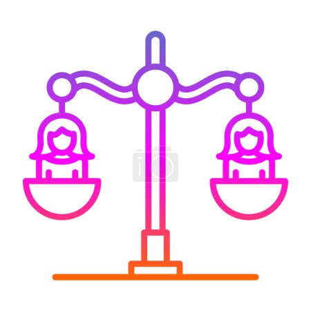 Téléchargez les illustrations : Balance balance avec deux personnes sur elle icône de ligne, illustration vectorielle - en licence libre de droit
