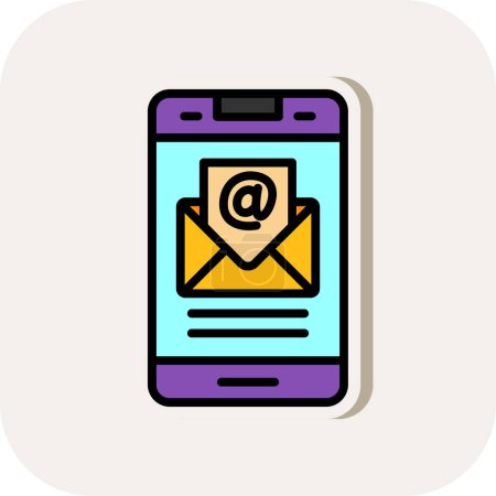 Ilustración de Icono de correo electrónico, ilustración vectorial. Smartphone con pictograma sobre - Imagen libre de derechos