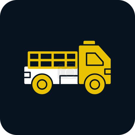 Illustration for Flat Pickup truck  line icon illustration - Royalty Free Image