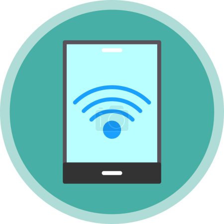 Ilustración de PC tableta con símbolo wifi, ilustración vectorial, icono inalámbrico - Imagen libre de derechos