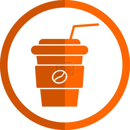 Ilustración de Taza de café de papel con paja para beber. Logo del café. Vector. - Imagen libre de derechos