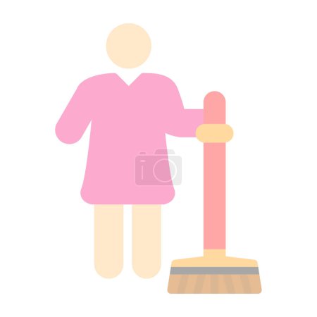 Charwoman, maid icon, vector illustration