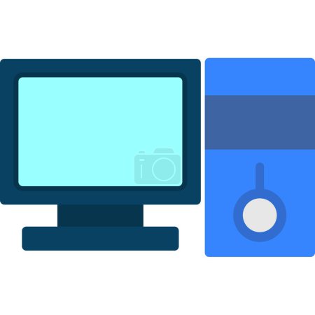 Téléchargez les illustrations : Icône ordinateur de bureau, illustration vectorielle design simple - en licence libre de droit
