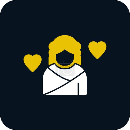 Illustration for Aphrodite flat icon with heart - Royalty Free Image