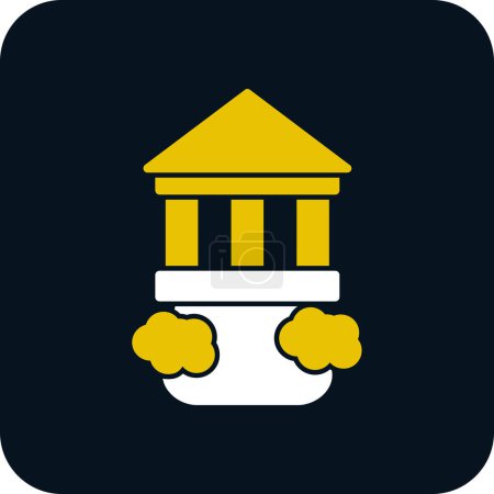Ilustración de Monte Olimpo con el icono del templo antiguo. Grecia Icono inspirado, ilustración vectorial - Imagen libre de derechos
