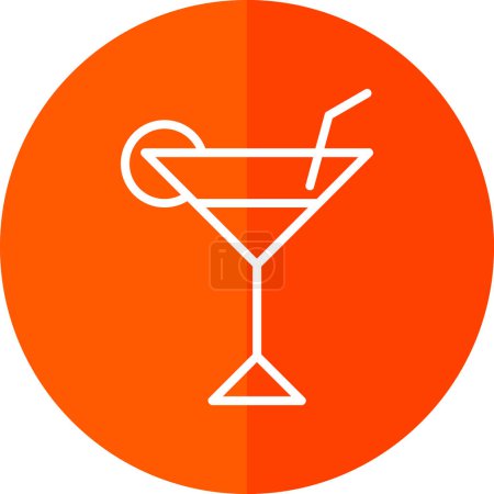 Illustration for Cocktail icon or sign with lemon and drinking straw. Vector illustration. - Royalty Free Image