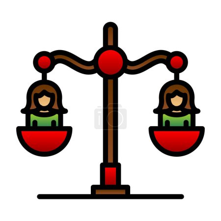 Illustration for Balance scales with two people on it line icon, vector illustration - Royalty Free Image