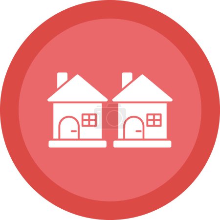 Illustration for Two houses flat icon, vector illustration - Royalty Free Image