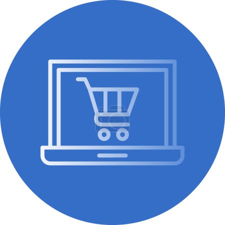 Illustration for Laptop with shopping cart icon, online store, vector illustration - Royalty Free Image