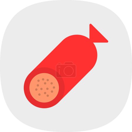 Téléchargez les illustrations : Saucisse au salami. Icône alimentaire Web, illustration vectorielle - en licence libre de droit