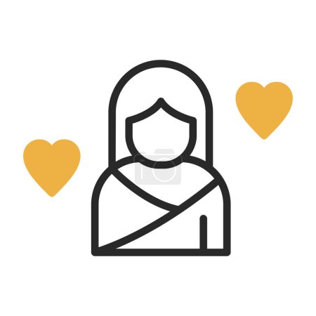 Illustration for Aphrodite flat icon with heart - Royalty Free Image
