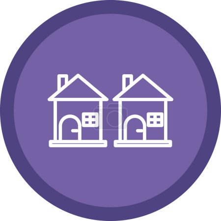 Ilustración de Dos casas icono plano, ilustración vectorial - Imagen libre de derechos