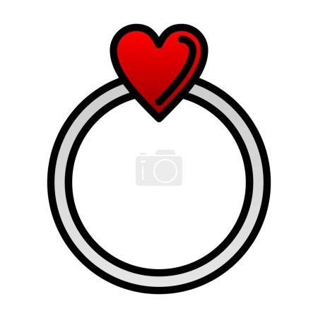 Illustration for Engagement ring with heart gemstone. Vector illustration. - Royalty Free Image
