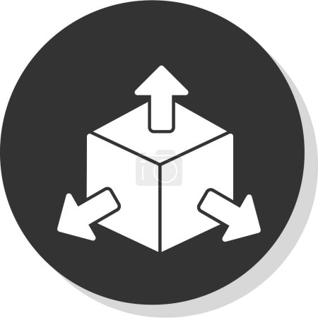 Téléchargez les illustrations : Cube avec icône flèches, illustration vectorielle - en licence libre de droit