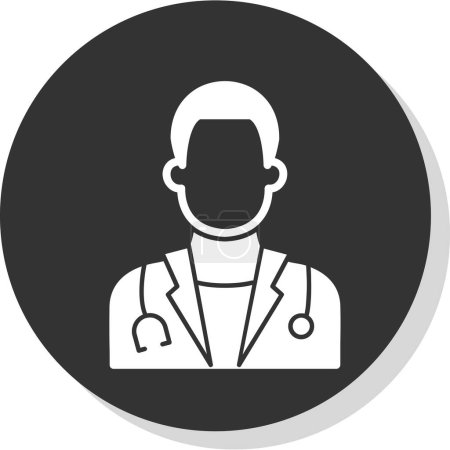Téléchargez les illustrations : Illustration vectorielle icône médecin noir et blanc design simple - en licence libre de droit