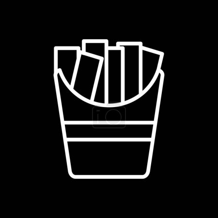 Téléchargez les illustrations : Icône frites noir et blanc, illustration vectorielle design simple - en licence libre de droit
