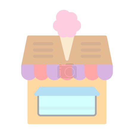 Ilustración de Icono de la tienda de helados, diseño de ilustración vector simple - Imagen libre de derechos