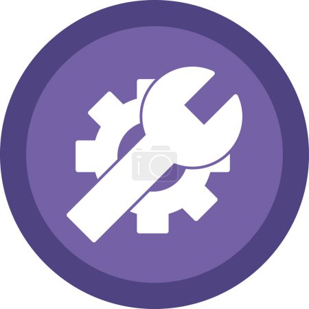 Illustration for Maintenance flat icon with wrench and cogwheel, vector illustration - Royalty Free Image